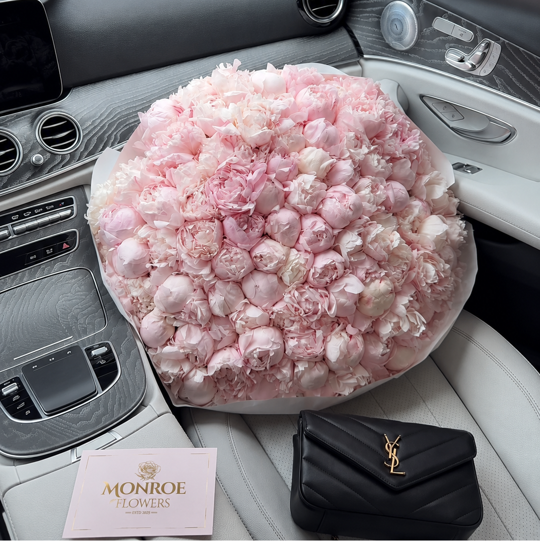 AI generated image of 101 peonies.