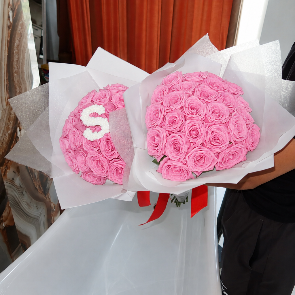 AI generated picture of 15 pink roses