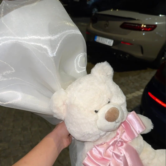 Pink Roses with Teddy Bear